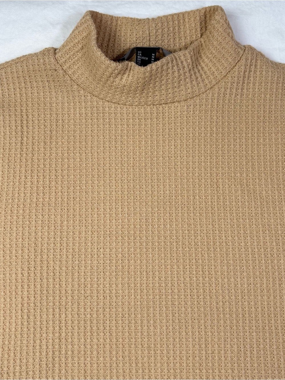 Beige Ribbed Mock Neck Top - Picture 3 of 5